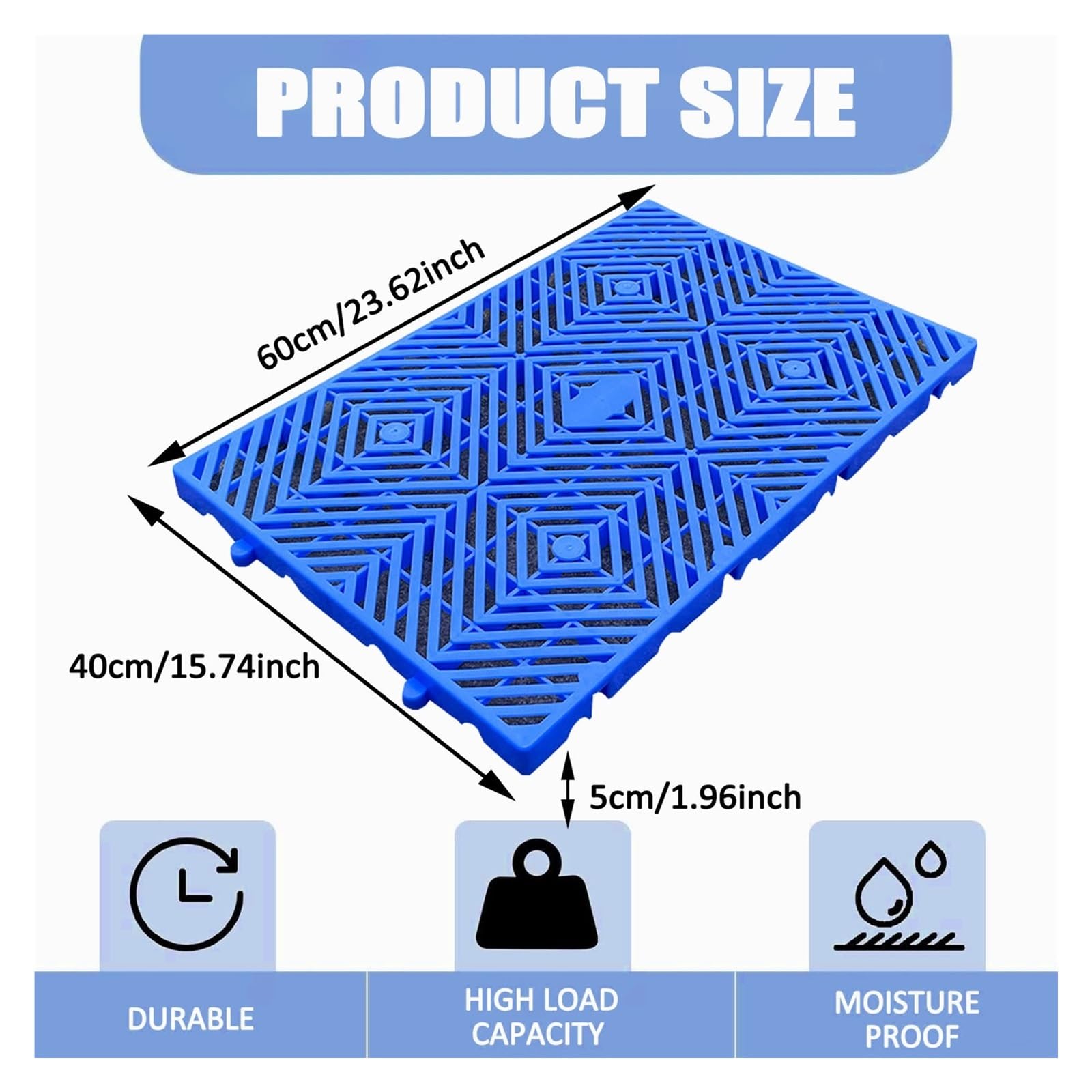 Lot de 6 palettes en plastique imperméables pour le rangement, légères et faciles à installer, idéales pour garage, supermarché ou sous-sol
