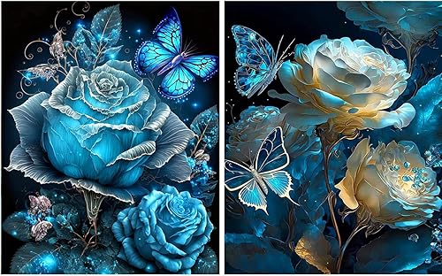 LSIUHWUWI Kits de arte de diamantes para adultos, paquete de 2 unidades, 5D para puerta roja y puerta azul, kit de arte de diamantes para