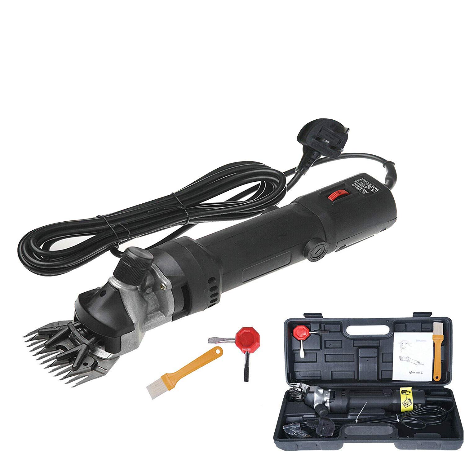 690W Maquina de Esquilar Eléctrica para Cuidado de la Oveja. Tijeras para Esquiladora de Lana. Ovino, Alpaca, 6 Velocidades, Ajustables (A-Negro)