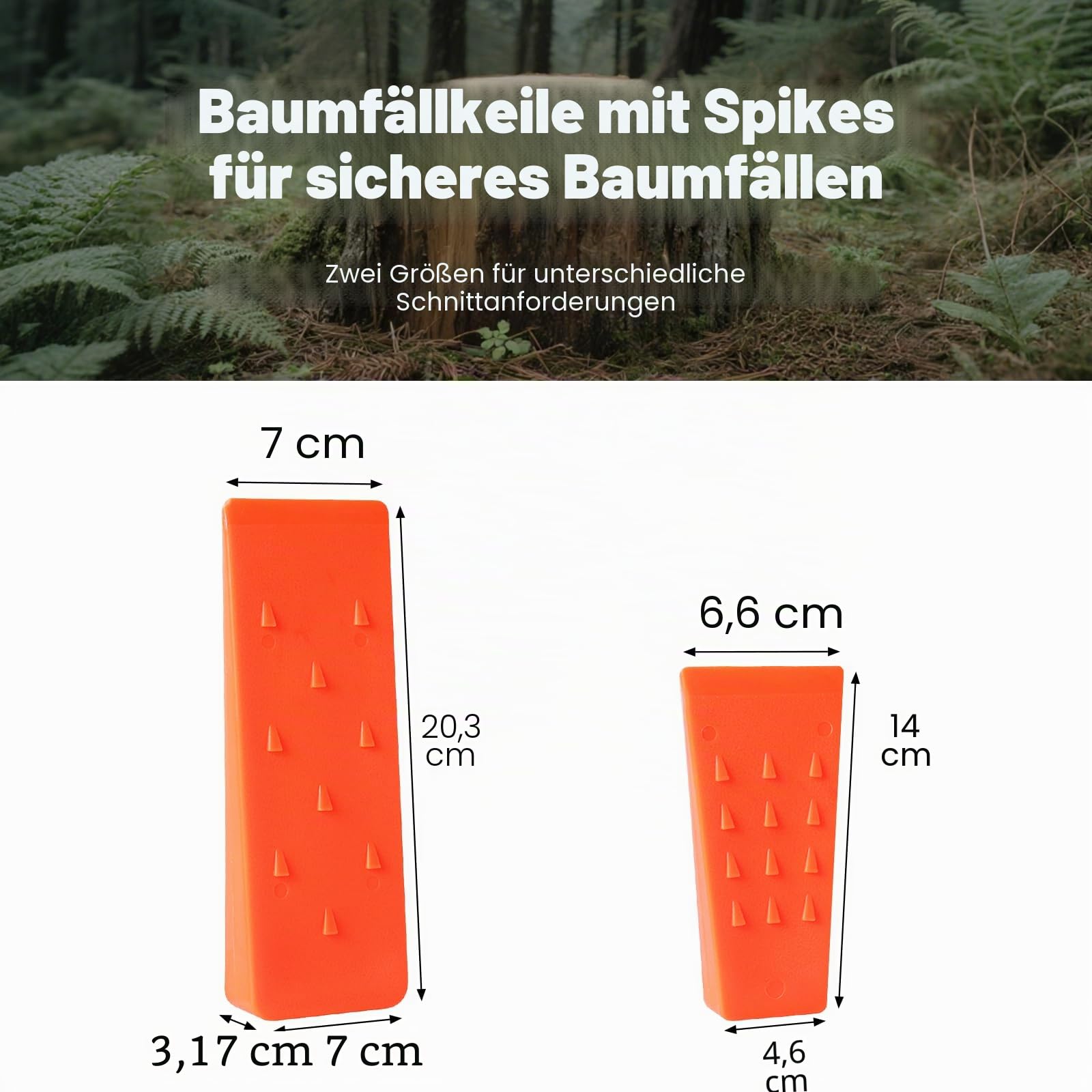 AR-PRO 6 Stück Baum-Fällkeile mit Spikes für sicheres Baumschneiden - je 3 20,3 cm und 14 Keile Aufbewahrungstasche; Fällhunde zur Führung von Bäumen stabilisieren sicher am Boden Holzscheite Faller
