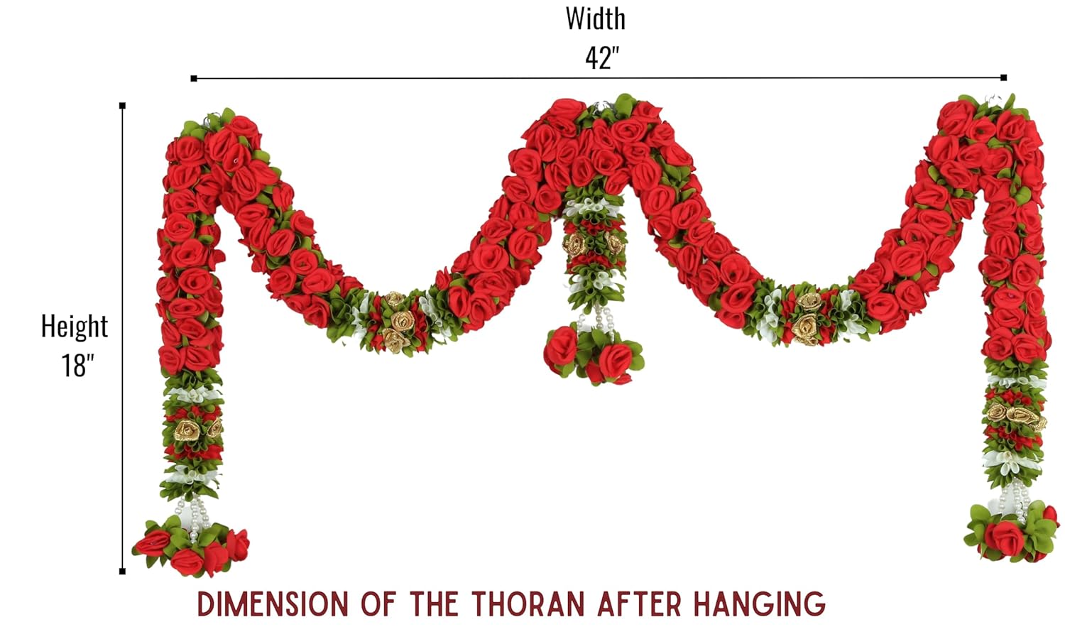 Amazon Brand Umi - Toran for Main Door Entrance, Bandarwal for Festival, Pooja Mandir & Wedding, Handmade Traditional Flower Hanging for Home & Office Decor (42 inches 18 inches) Red offers donot miss 4 Amazon Brand Umi - Toran for Main Door Entrance, Bandarwal for Festival, Pooja Mandir & Wedding, Handmade Traditional Flower Hanging for Home & Office Decor (42 inches 18 inches) Red offers donot miss