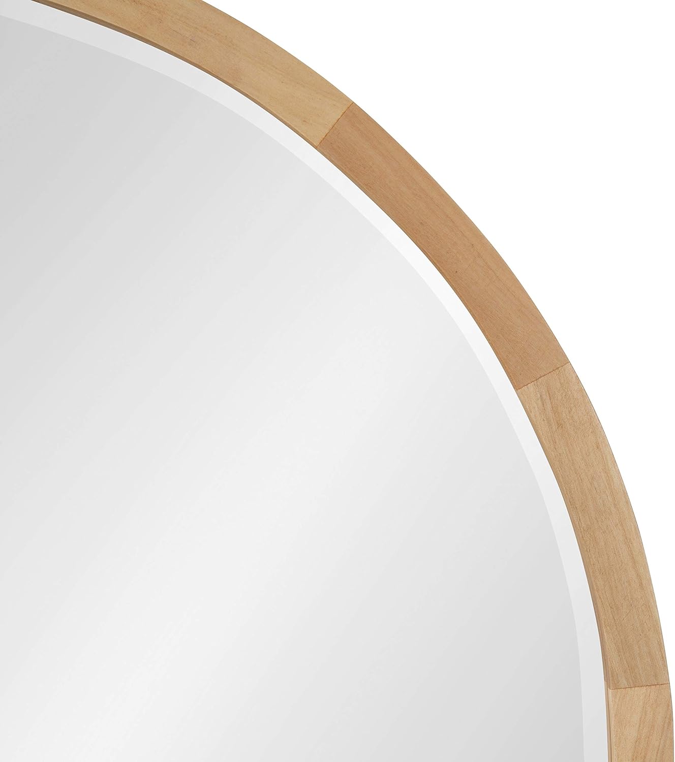 Kate and Laurel McLean Mid-Century Wood Framed Wall Mirror, 24 inch Diameter, Natural, Decorative Modern Round Mirror