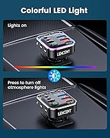 Vista 6 de LENCENT Bluetooth 5.3 Transmisor FM Adaptador de coche 48W (PD30W y QC18W) Cargador rápido, interruptor de luz, receptor de audio de sonido de bajo