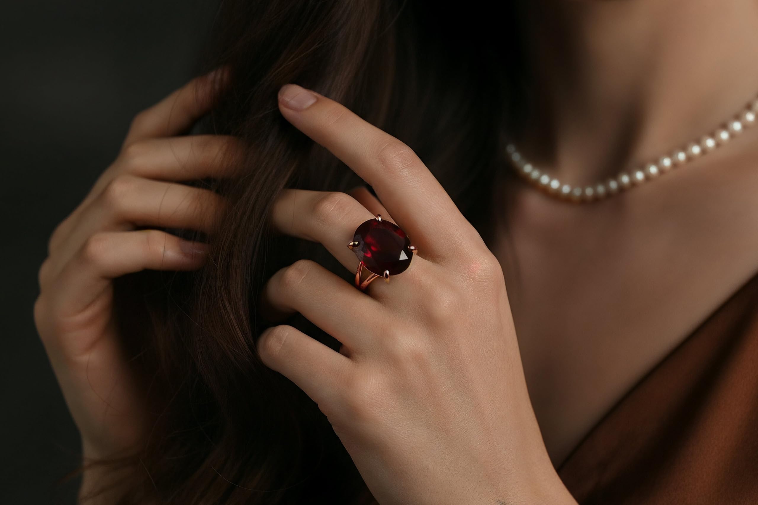 Dazzling Oval Granat Schmuck Ring - Artisan 14k Gold Große Ringe für Frauen - Hochzeit, Mode, Geschenk, Böhmischen Natürlichen Edelstein Ringe - Birthstone Ringe für Sie