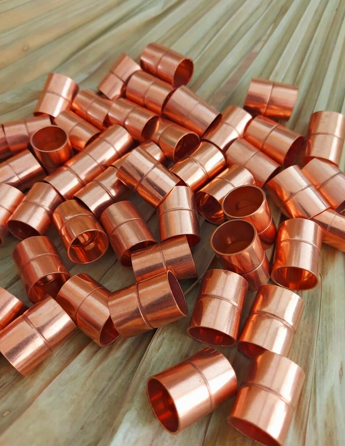 A Tiny Twisted | Heavy Duty Metal Macrame Brass Copper Golden Tube Bead Ring for DIY Macrame Wall Hanging Plant Holder Craft DIY Kit 5 Pieces 2.5CM Long Large Hole (Copper) (15mm)