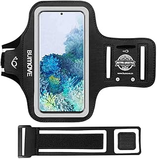 Galaxy S20 FE, S20 Plus, S10 Plus, S9 Plus Armband, BUMOVE Gym Running Workouts Sports Cell Phone Arm Band for Samsung Galaxy S20 Fe/S20+/S10+/S9+ with Key Holder (Black)