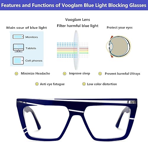 Miniatura 3 de VOOGLAM Marco de gafas cuadradas para mujer