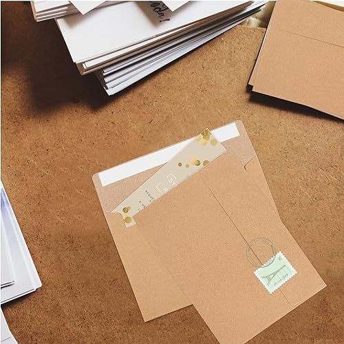 Vista 33 de Paquete de 65 sobres de invitación A4, sobres de papel kraft marrón, sobres de fotos de 4 x 6 para invitaciones, sobres autosellados para bodas