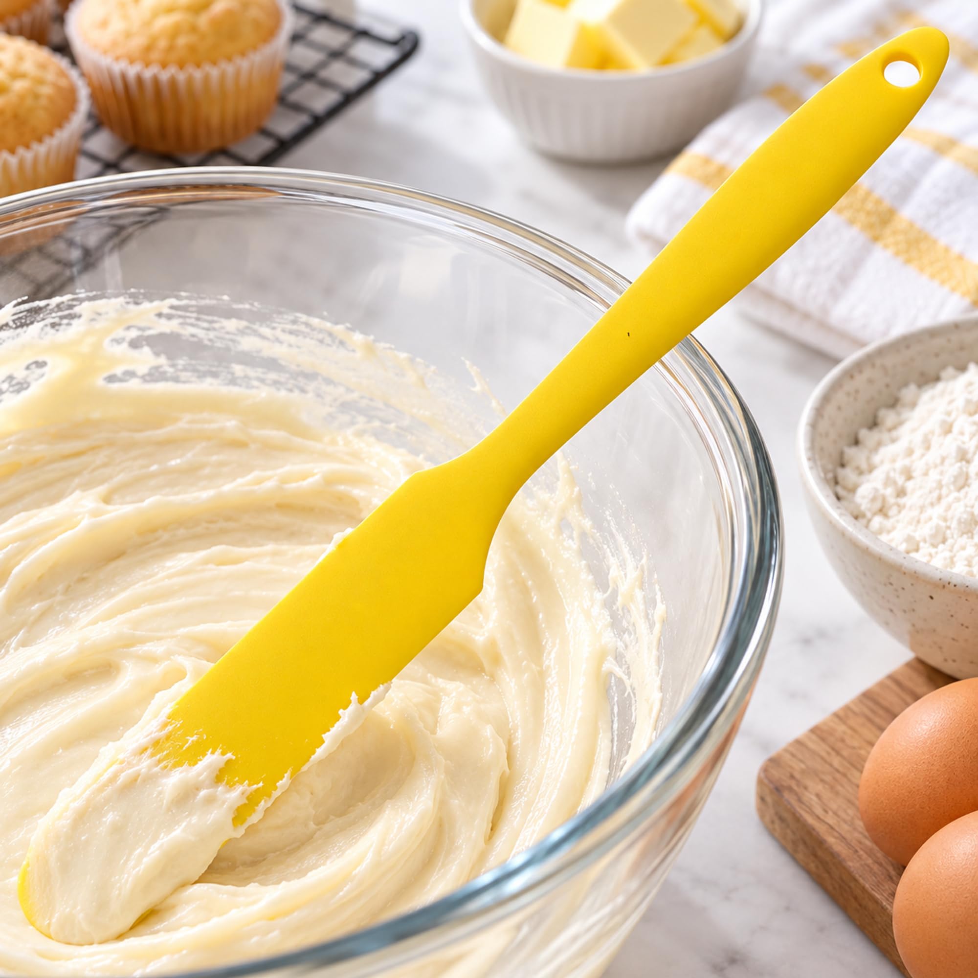 Silicone Baking Spatula, Mixing and Scraping Utensil for Batter and Cream in Home Kitchens and Dessert Preparation
