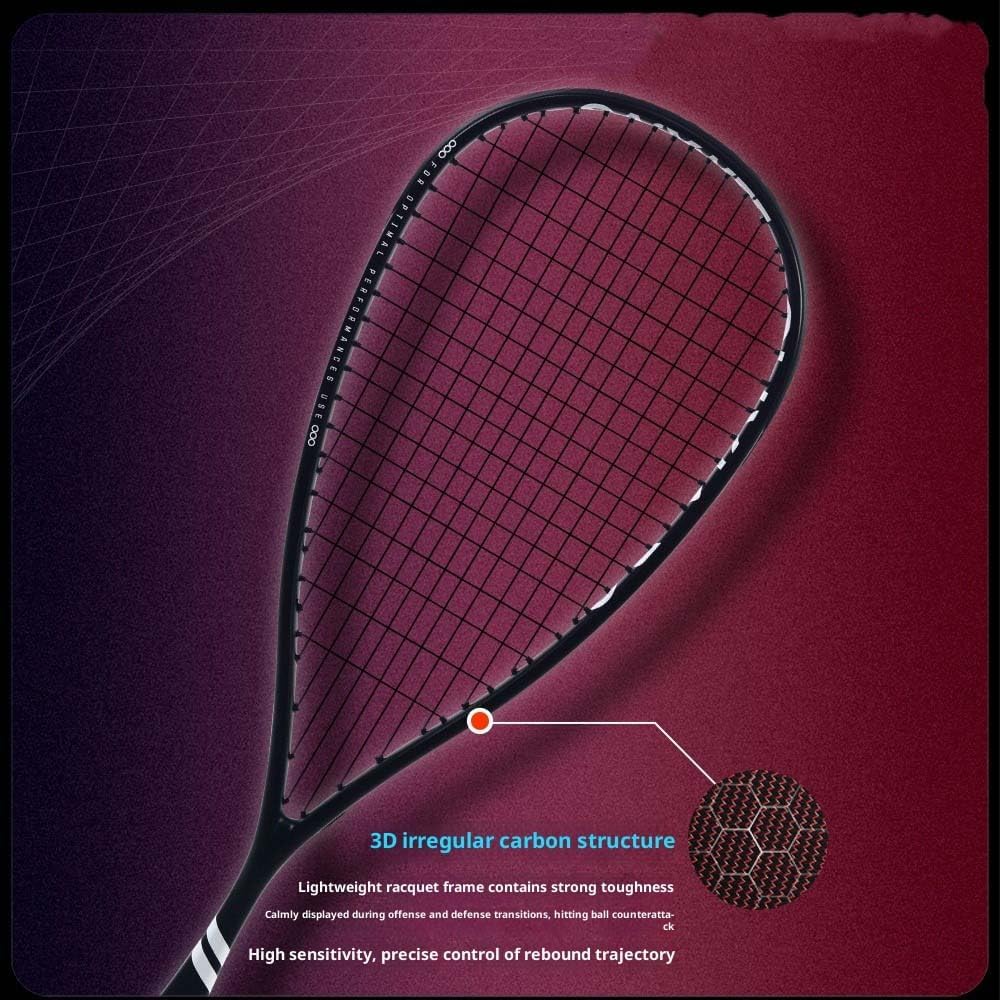 Squash Racquet Full Carbon with Racket Bags Indoor Gym Sports for Professional Beginners Novice Training Racquetball Play