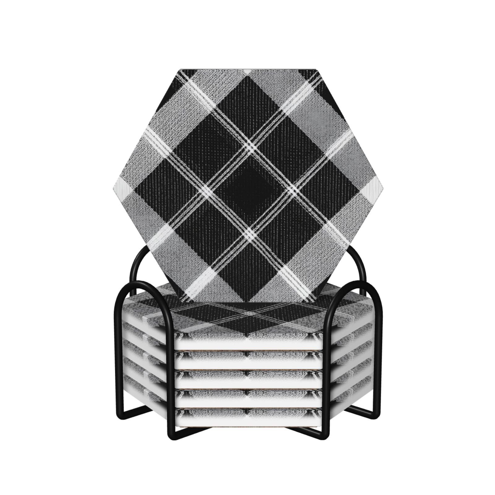 Dessous de verre hexagonaux céramique contre les taches et rayures de table