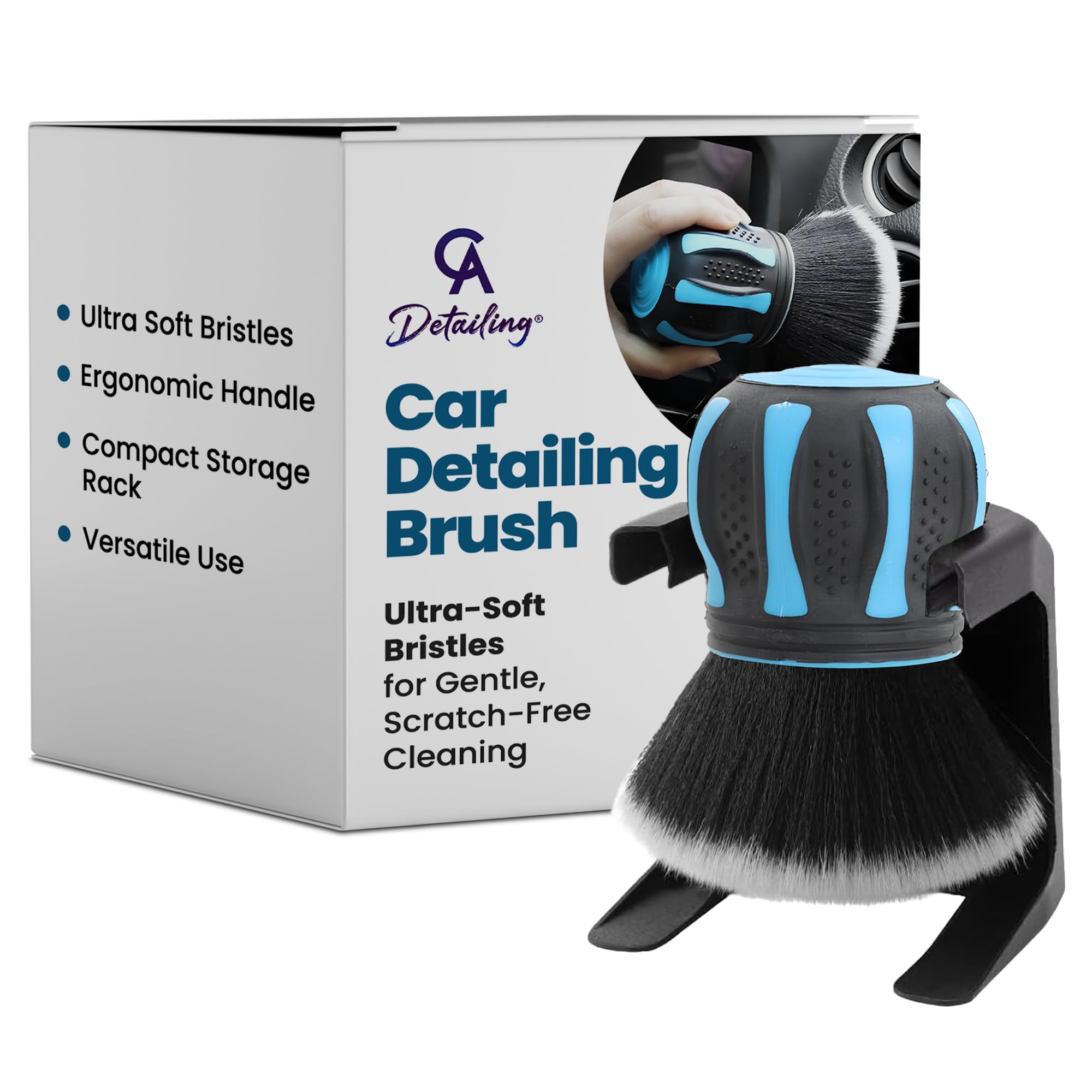 CA Detailing Car Detailing Brushes Interior & Exterior - Premium Car Interior Cleaning Brush Set, Automotive Car Interior Dust Sweeping Soft Brush for Dashboard Air Vent