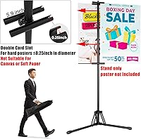 Vista 5 de Soporte para póster para exhibición, trípode ajustable de 80 pulgadas, soporte retráctil para tablero de póster, soporte de pancarta de doble cara