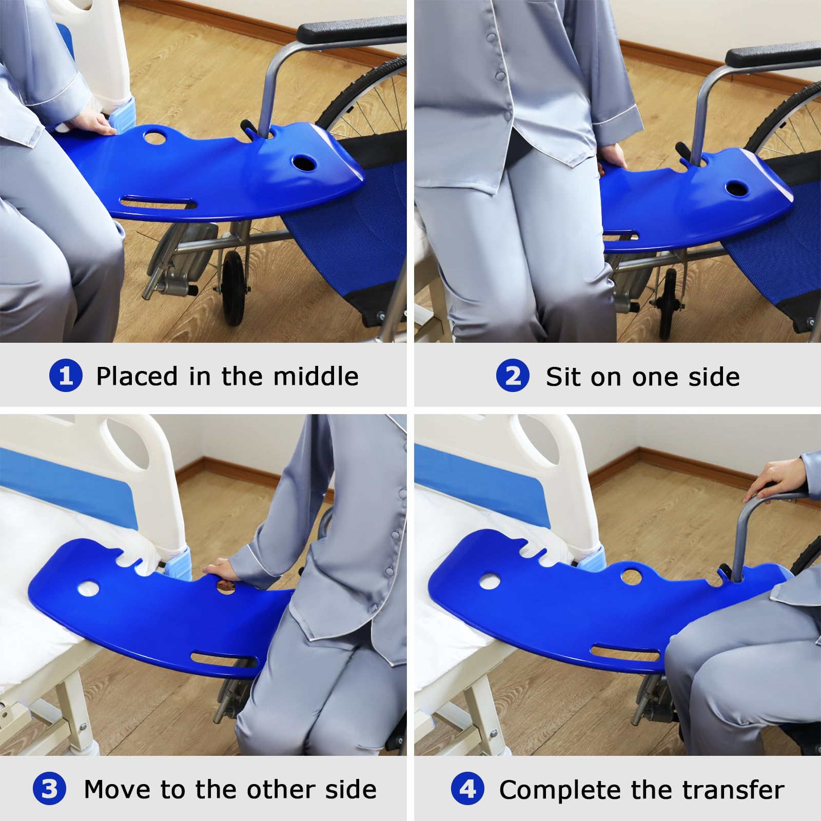 LOSCHEN Pannello di trasferimento per pazienti o Handica dalla sedia a rotelle al letto, nella toilette, nella vasca da bagno, nel pannello scorrevole dell'auto con un manico, tacche (blu)