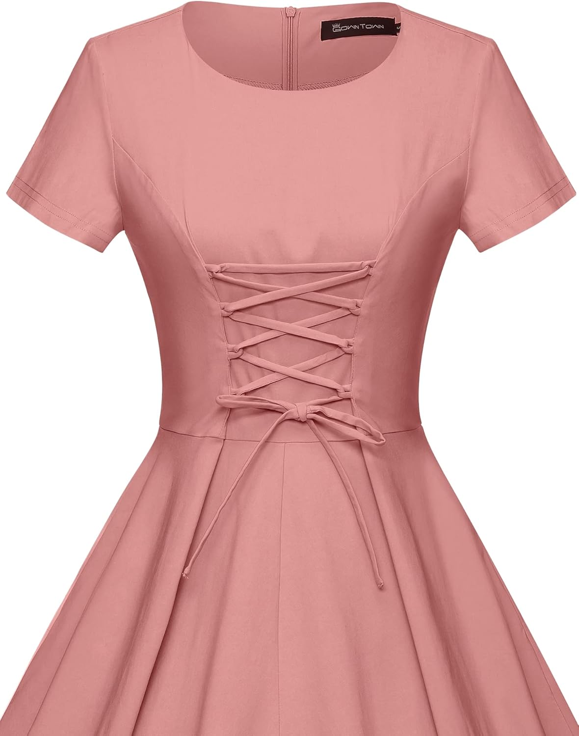 GownTown 1950s Vintage Dresses Short Sleeves Cocktail Swing Dress with Pockets - Image 3