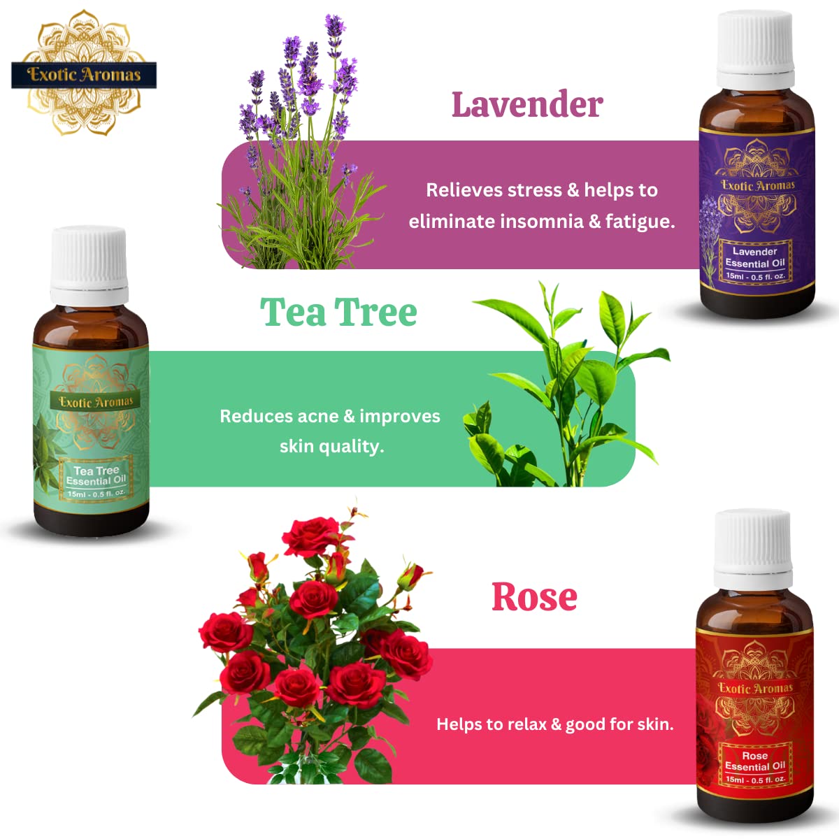 Foreign aroma essential oil lavender, tea tree, rosemary, rose, jasmine (5 pack) Foreign aroma essential oil lavender, tea tree, rosemary, rose, jasmine (5 pack)