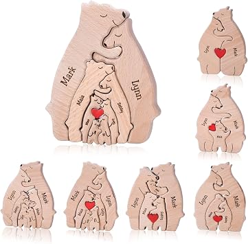 Personalized Family Name Puzzle Wooden Elephant Puzzle with 2-8 Name