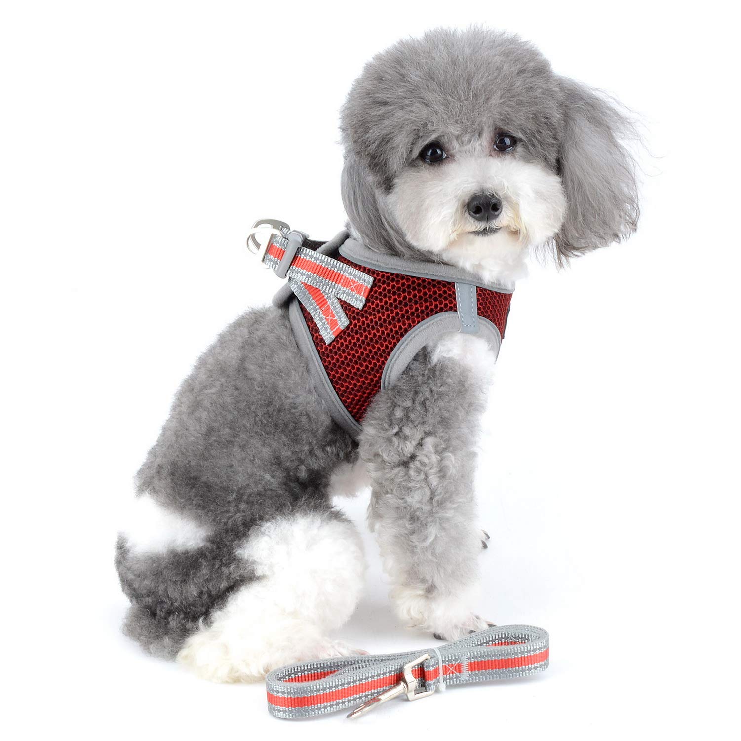 PawHuggies Reflective No-Pull Dog Harness & Leash Set For Large Dogs - Quick Release, Adjustable, Red Color