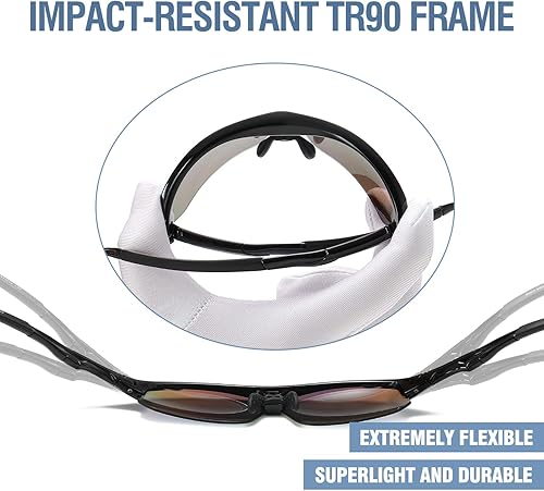 Miniatura 5 de DUCO DK261 - Gafas de sol deportivas de béisbol para jóvenes, con marco TR90 irrompibles, ligeras, para niños y niñas