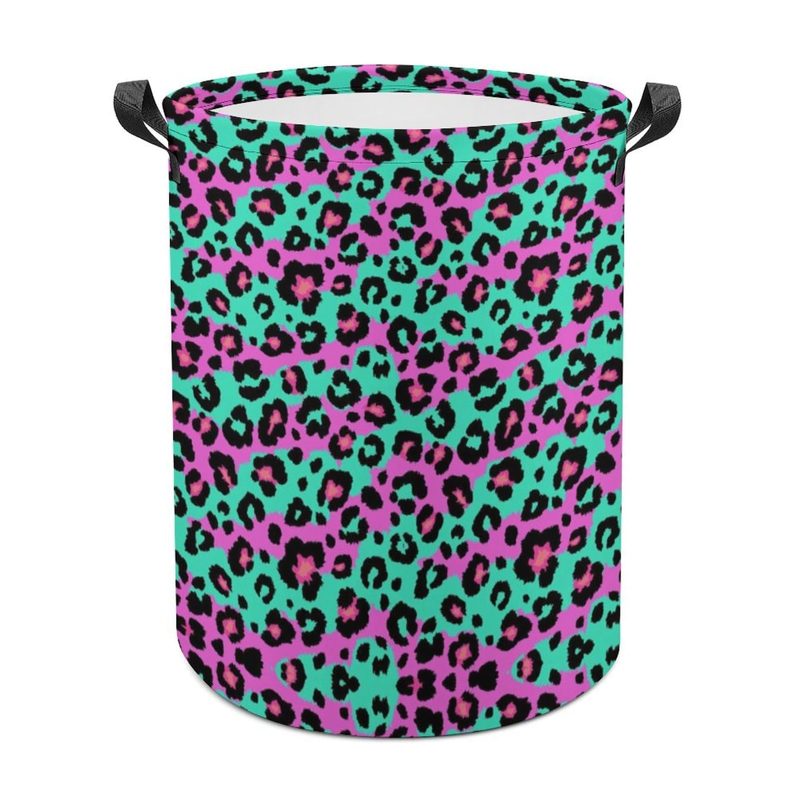 MHYRAC Laundry Hamper, Leopard And Zebra Laundry Basket, Washing Basket with Handle