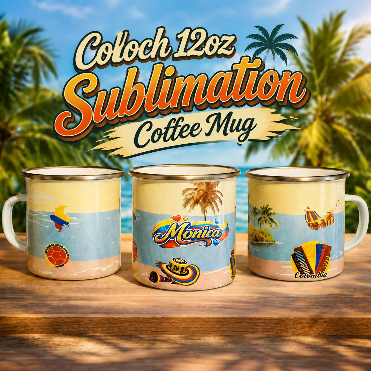 Coloch 6 Stück Sublimationstassen aus weißer Emaille, 340 ml, Kaffeetassen mit silberfarbenem Rand, Camping-Reisebecher, Vintage-Teetasse für Vatertag, Erntedankfest, Abschlussfeier, Geschenk