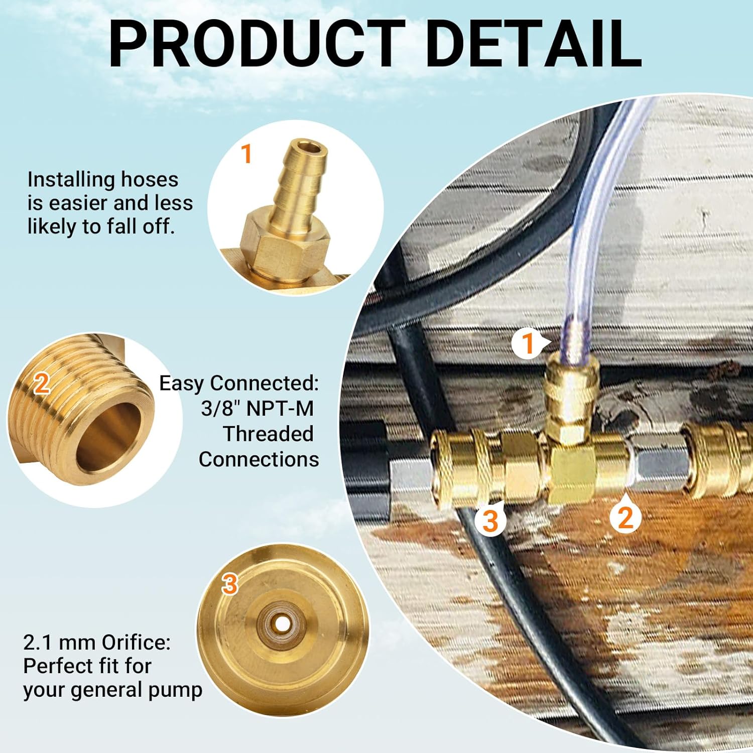 3-5 Gpm Chemical Injector 100775 for General Pump Pressure Washer, 2.1 mm Orifice Power Washer Downstream Injector, High Draw Soap Injector - 4500 PSI, 3/8" NPT-M Quick Connect (2 PCS)