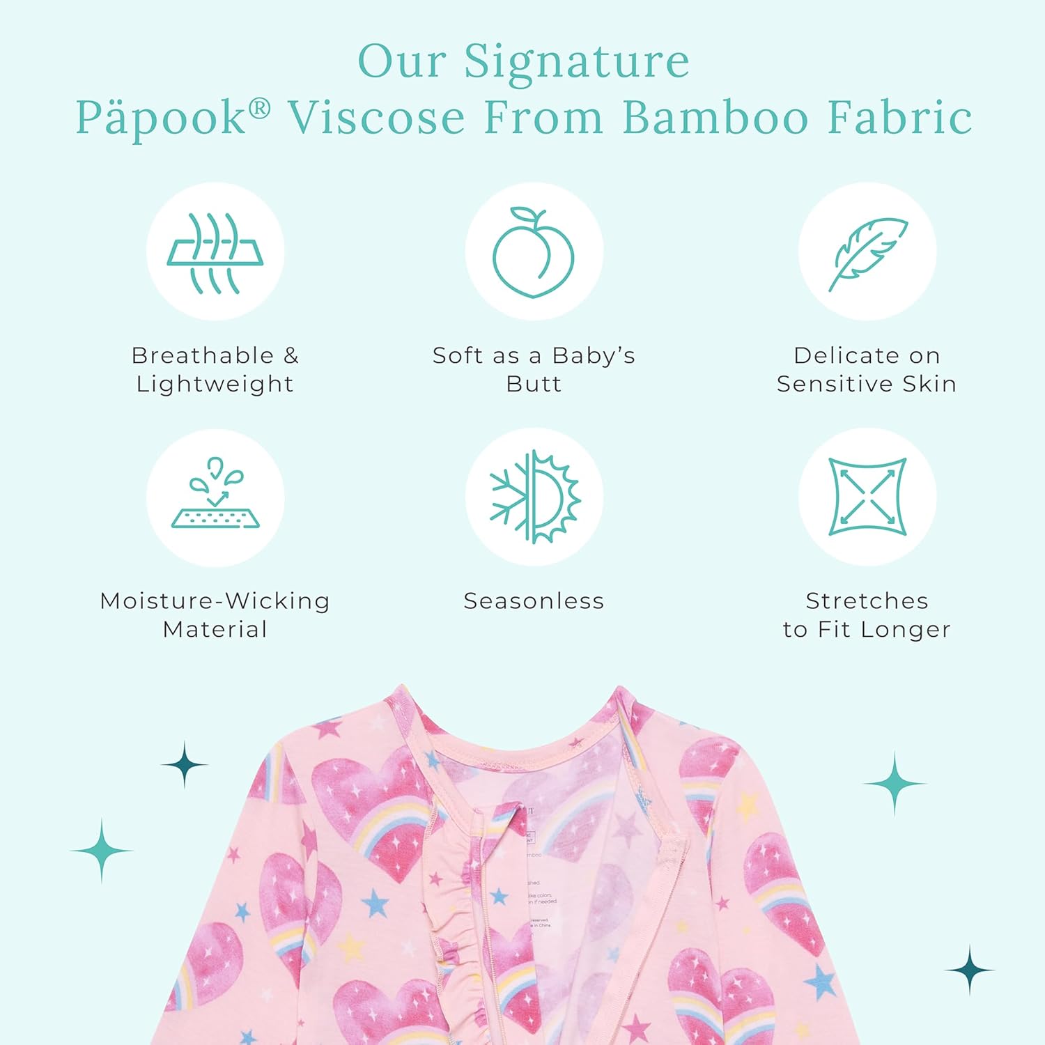 Posh Peanut Footie Pajamas for Baby Girls – Sleepers in Ultra-Soft Viscose from Bamboo with 2-Way Zipper & Ruffle Trim