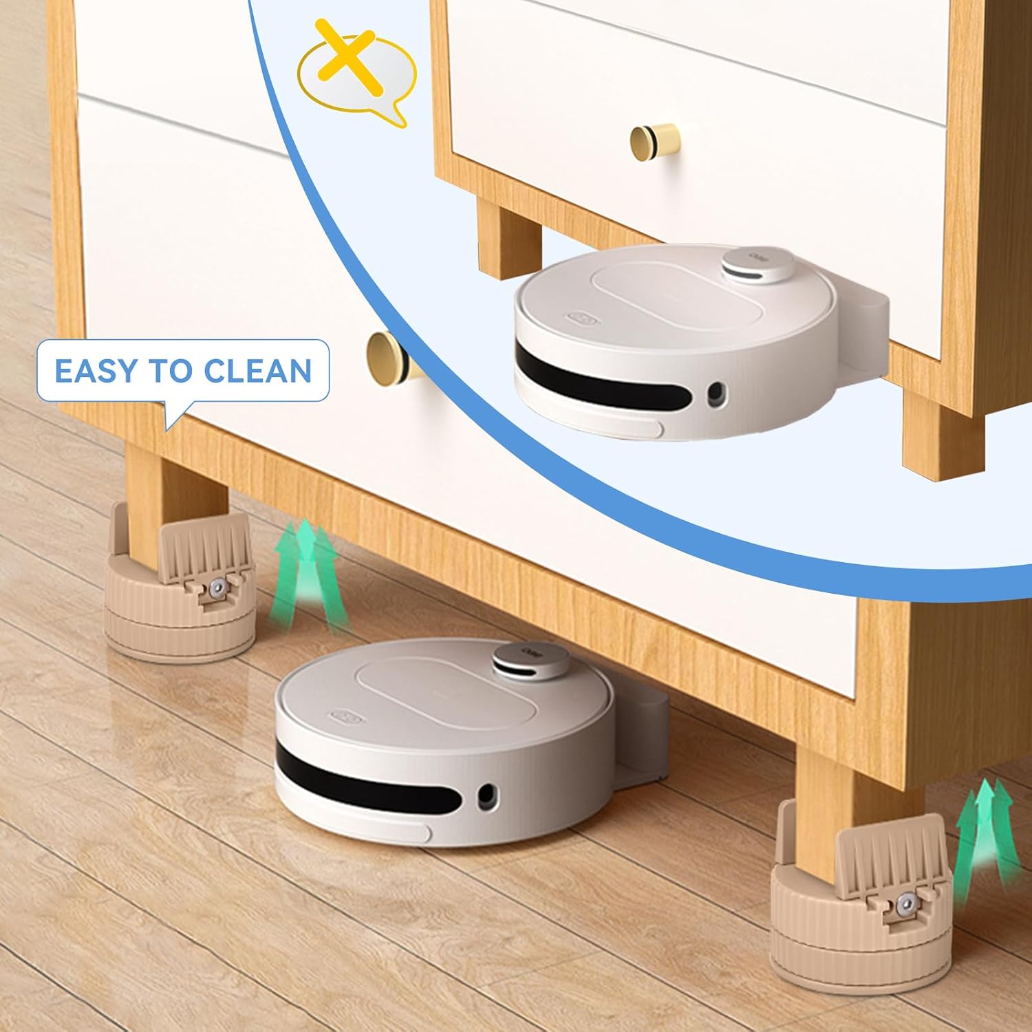 4 Pack Heavy Duty Bed Risers - 1.8IN-2.2IN Bed Risers, Versatile Height Boosters with Adjustable Screw Clamp for Home and Office-Parallel Lock(Brown)