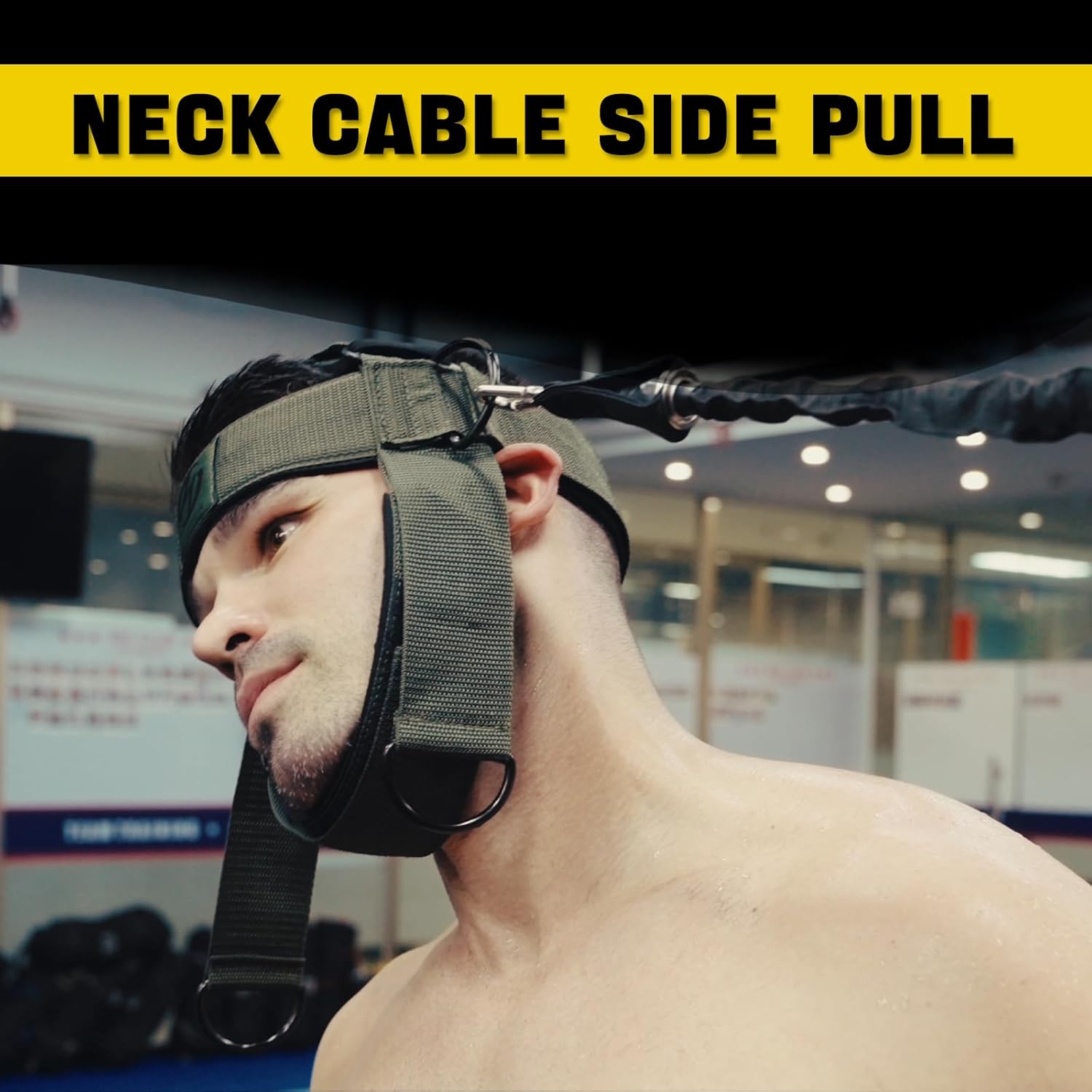 Neck Harness for Increases Neck Core Strength - Neck Exerciser with 30" Heavy Duty Steel Chain for Safely Lifting Weights Up to 280 lbs Green