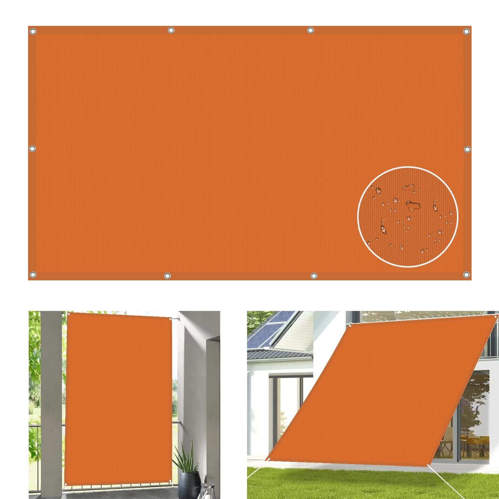 WQPMNYG Waterproof shade sail Outdoor Sun Shade Canopy 1.2 x 3.6 m Water Repellent Sun Sail with Fixing Kit UV Protection Awning for Garden Pool Terrace Orange