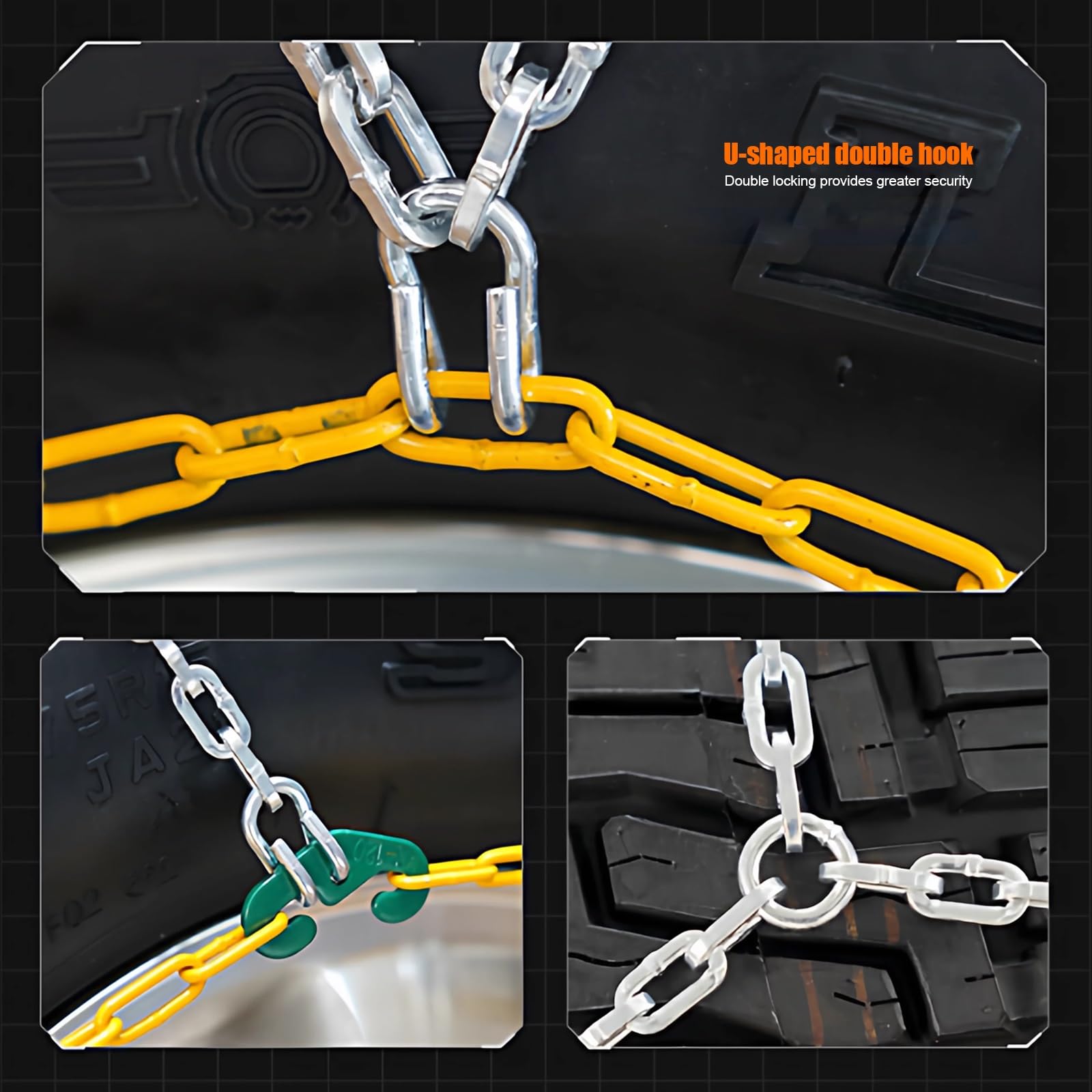 Cadenas Coche Nieve, Cadena de nieve metálicas, Cadenas de Nieve Tensión Automática, Especiales for todoterrenos, autocaravanas y vehículos utilitarios(255/45 R19)