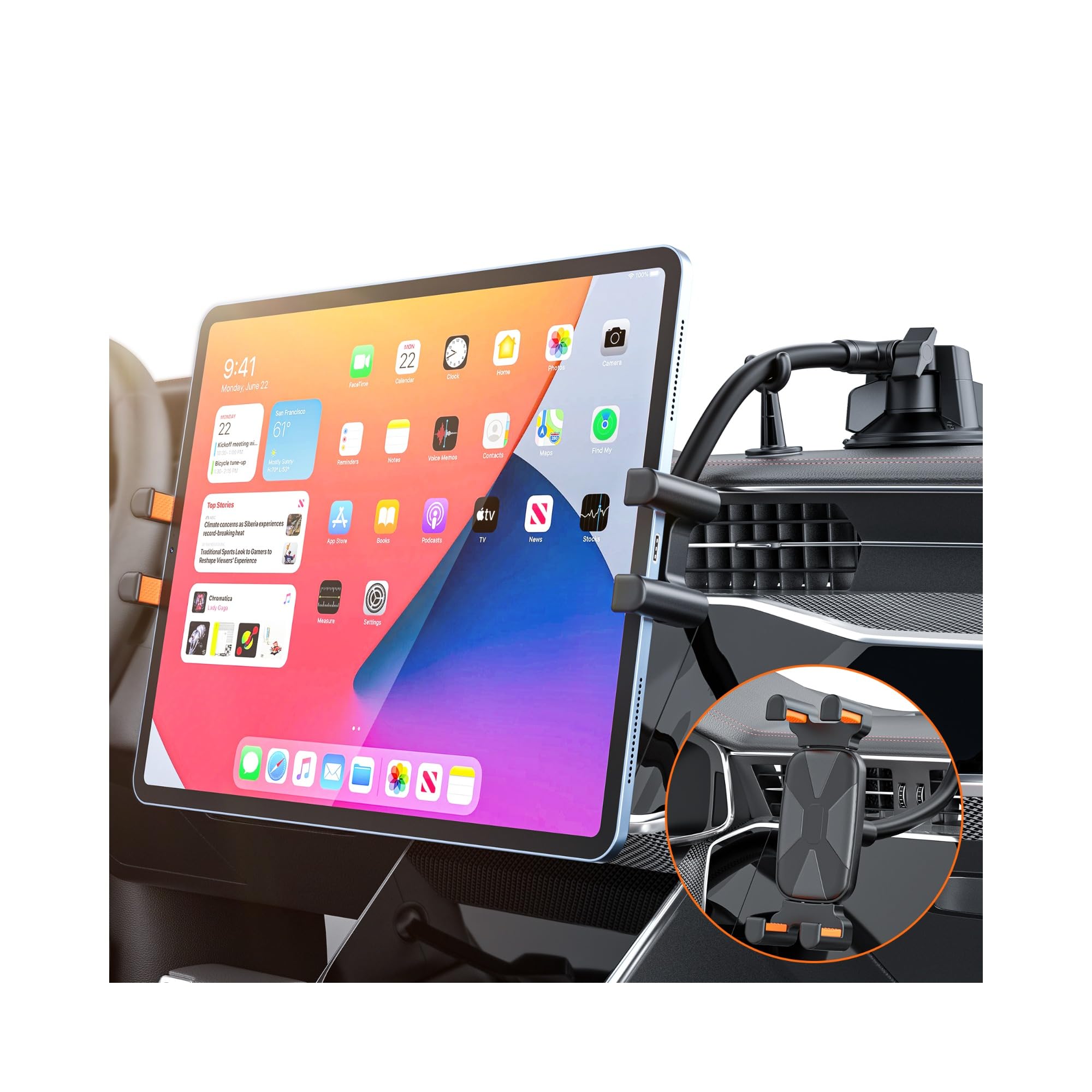 タブレットホルダー 【トラックや乗用車ドライバーに最適】大型吸盤・真空吸着で落下…