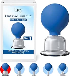 LURE Essentials Glass Face and Body Cupping Cup Size 1 Large Massage Cup for Face, Chest, Cellulite and Lymphatic Drainage