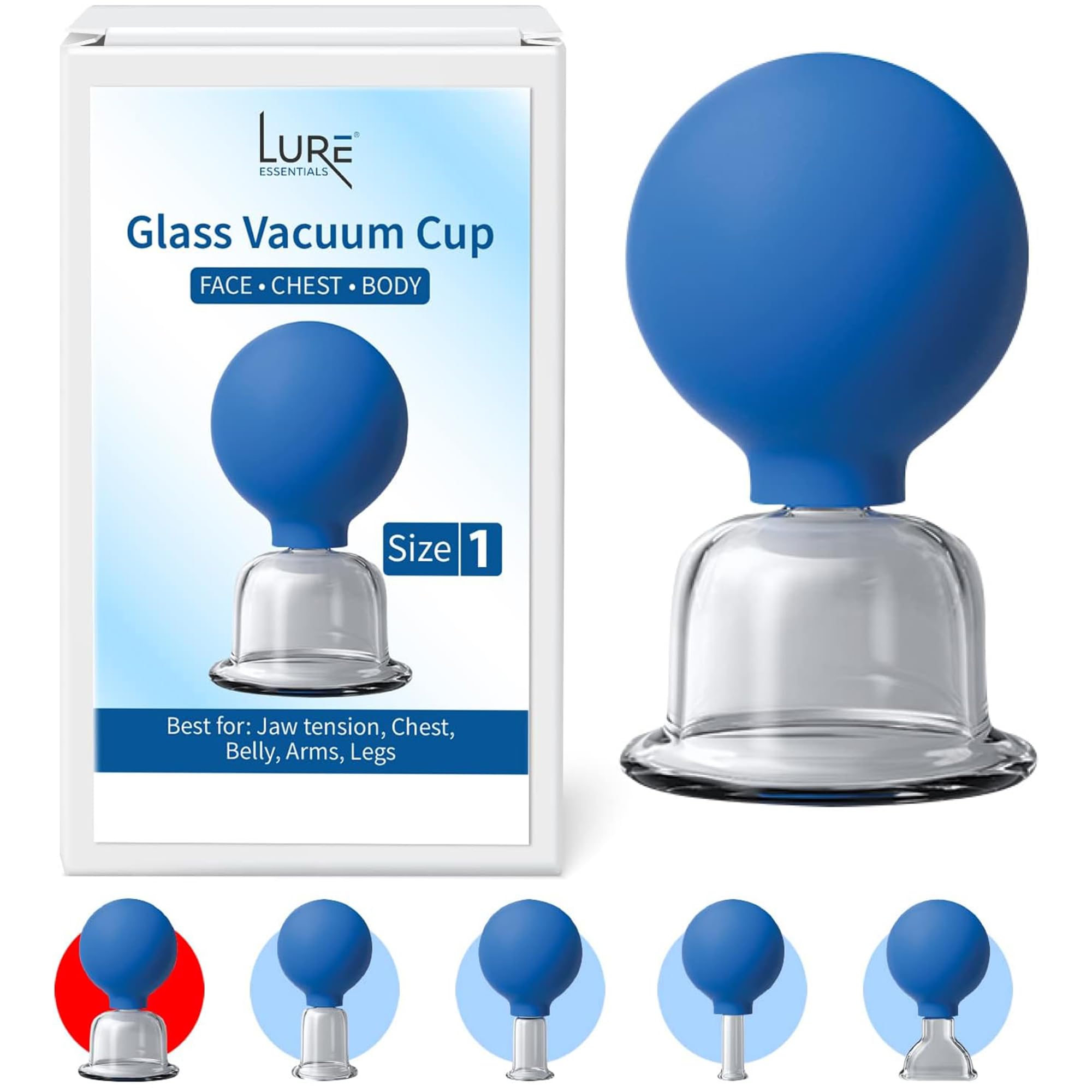 Lure Essentials Face Cupping Therapy Sets - Glass Facial Suction Massage Cups for Facelift, Wrinkles and Anti Cellulite Body Cup Lymphatic Fascia Massager (01 - Body)