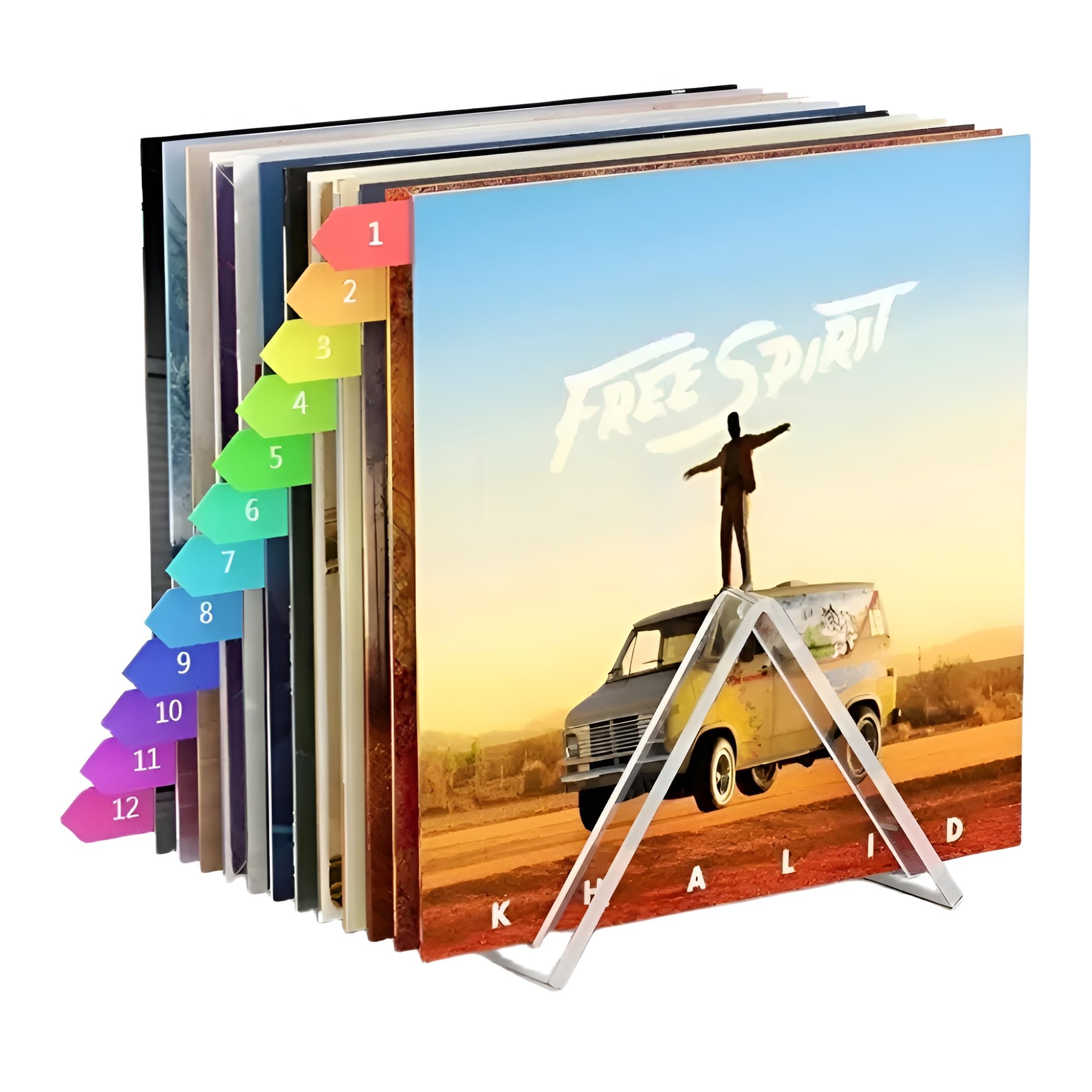 7UYUU2 Pack Acrylic Shelves - Vinyl Record Storage Holder - Clear Portable Album Shelf Stand for Vinyl Records - Display 12-24 Albums - Holds Single and Double LPs