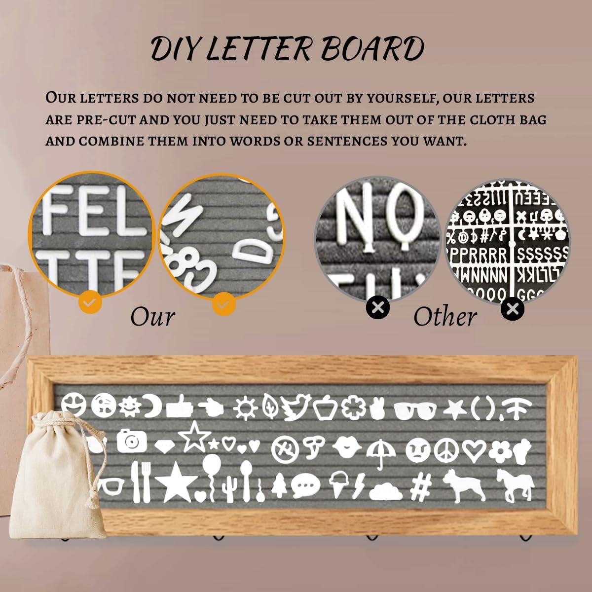CJIAWYS Collage Picture Frames for Wall, Birthday Gifts for Mom Women Teenage Girls, Polaroid Picture Display Felt Letter Board with 270 Letters and 30 Clips, Unique DIY Mothers Day Gifts