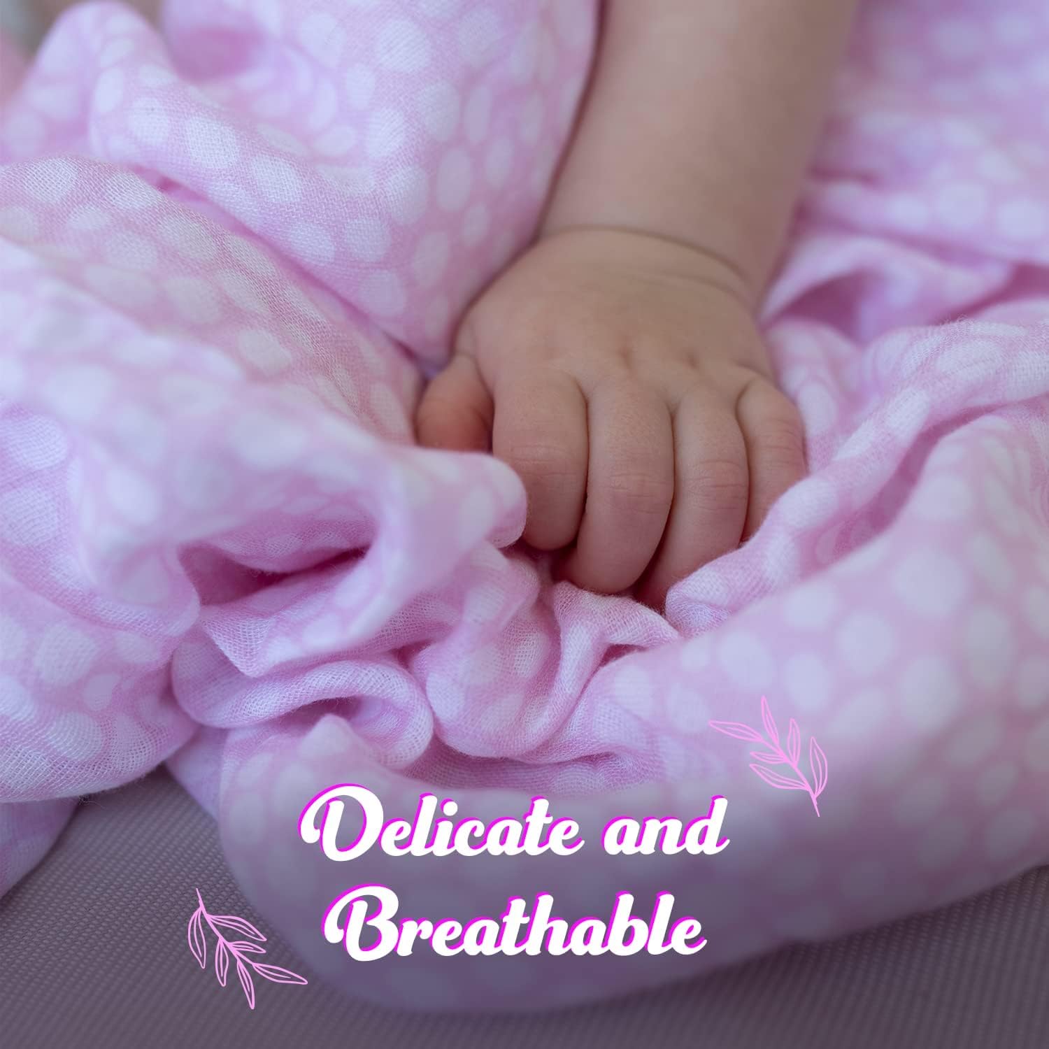 Baby Swaddle Blanket Set, Muslin Swaddle Blanket for Girls & Boys, Soft Silky Receiving Swaddle Wrap 70% Viscose Made of Bamboo, 30% Cotton, Large 47 x 47 inches, Set of 2 (Pink)