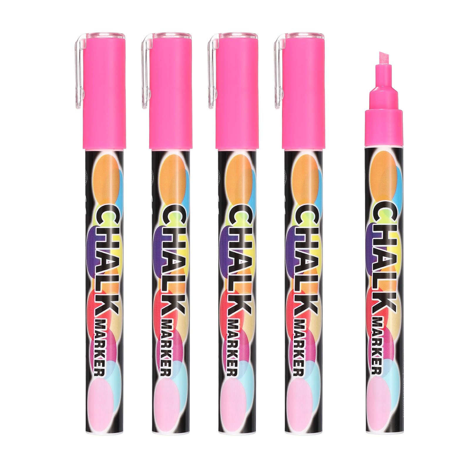 PATIKIL Liquid Chalk Markers 3mm, 5 Pcs Chalkboard Markers, Dry Erase Chalk Pens with Erasable Wide Fine Tip Wet Erase for Chalkboard Windows Blackboard Car Mirror Glass, Pink