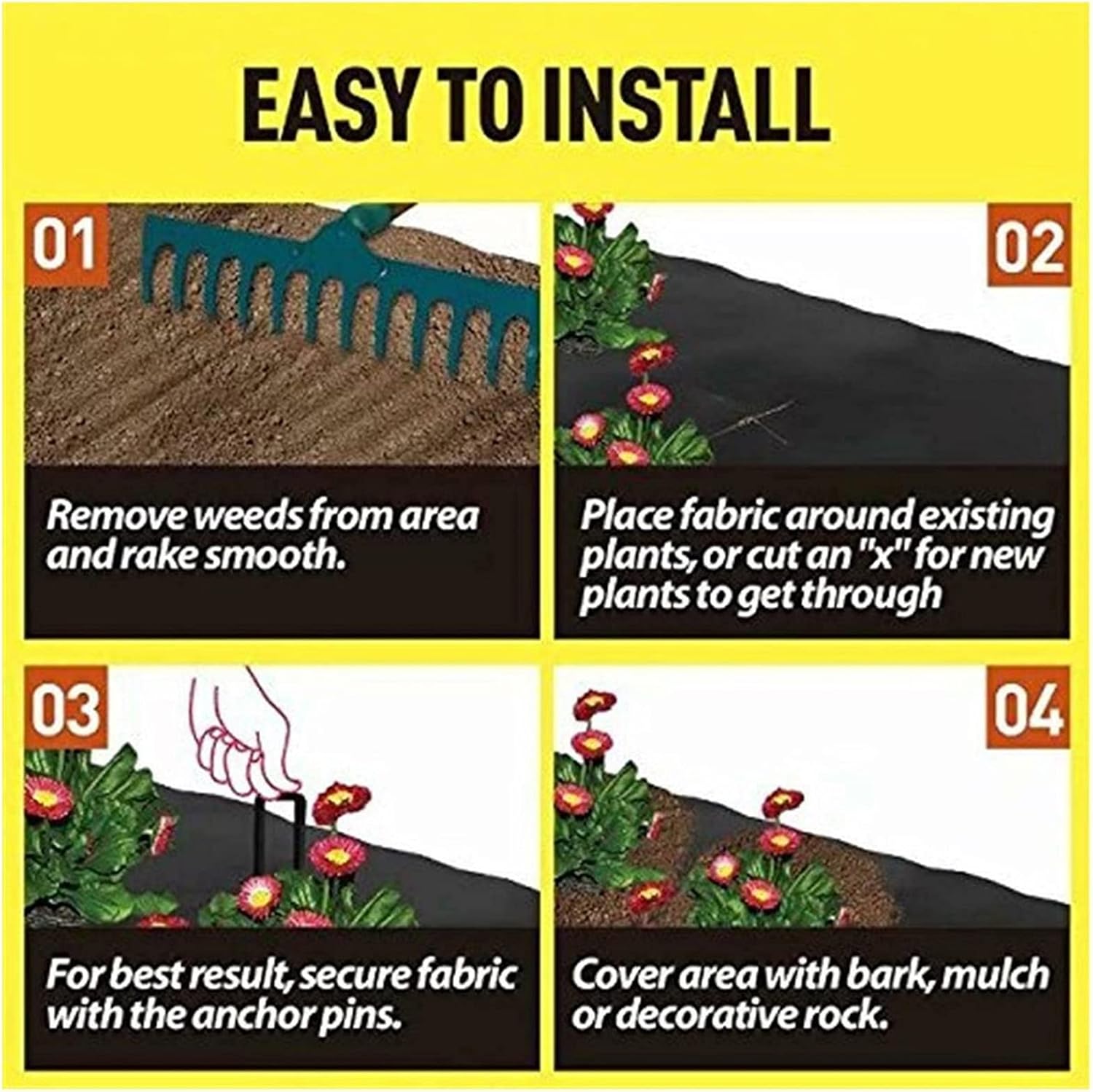 KHUY Weed Control Fabric Premium Garden Weed Barrier Fabric Landscaping Fabric, High Permeability Good for Flower Bed, Geotextile Fabric for Underlayment, Ground Cover (Size : 1x1.5m)