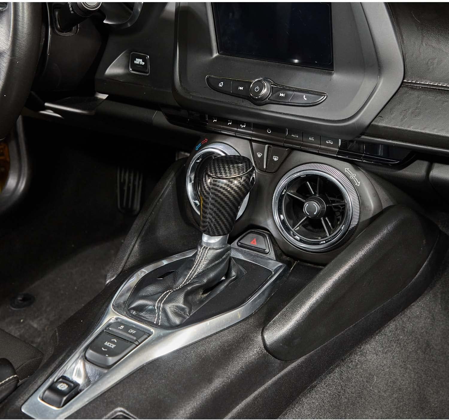 RT-TCZ Carbon Fiber Gear Shift Knob Cover Trim Decorative Interior Accessories for Chevrolet Camaro 2016-2022