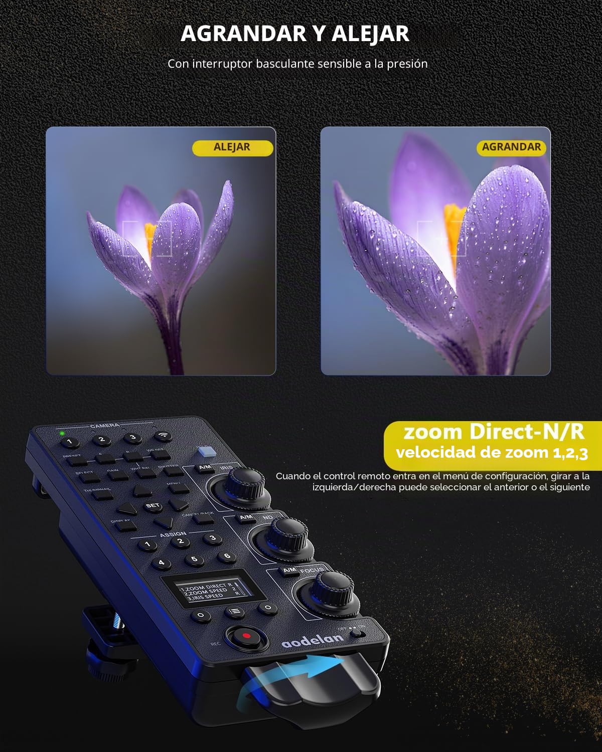 Controlador de zoom Lanc para videocámara inalámbrica