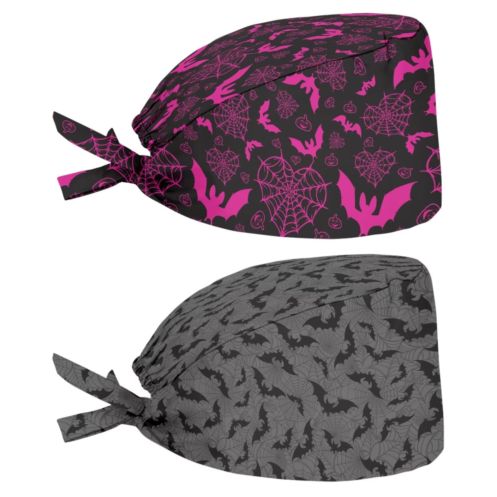 2 Pack Scrub Cap with Sweatband Adjustable Tie Back Turban Hat Headgear Beanie for Women Men Working Cap