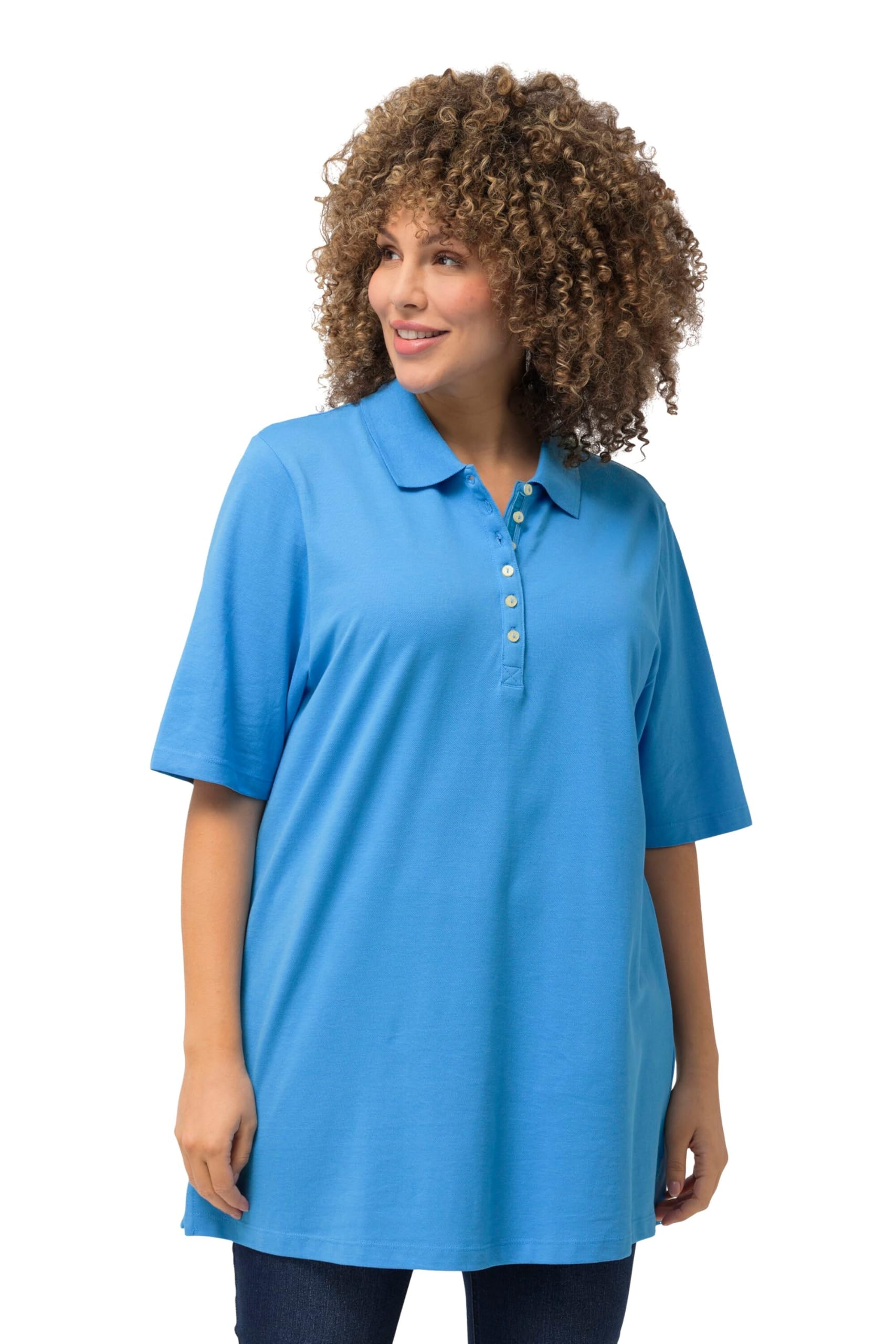 Ulla Popken Polopiquee Camiseta de Manga Corta para Mujer