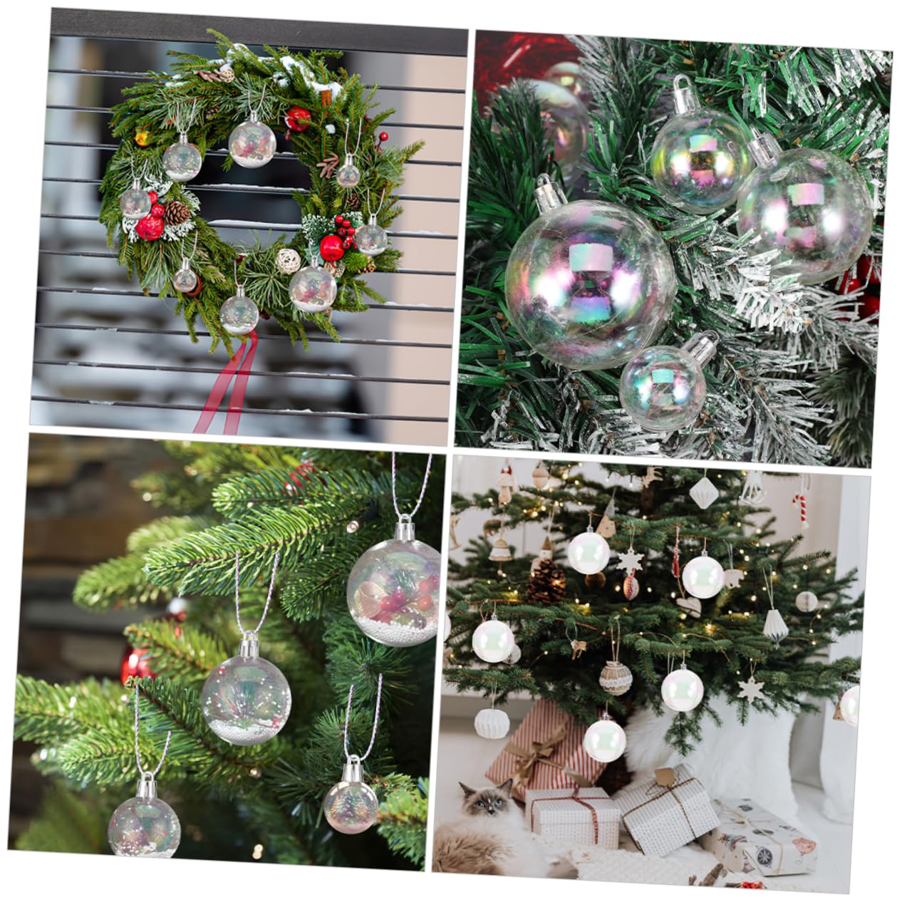 Kisangel 40piezas Bolas de Navidad Transparentes Rellenable para Hacer Tú Mismo Adornos Colgantes Árbol de Navidad Decoración de Fiesta y Hogar