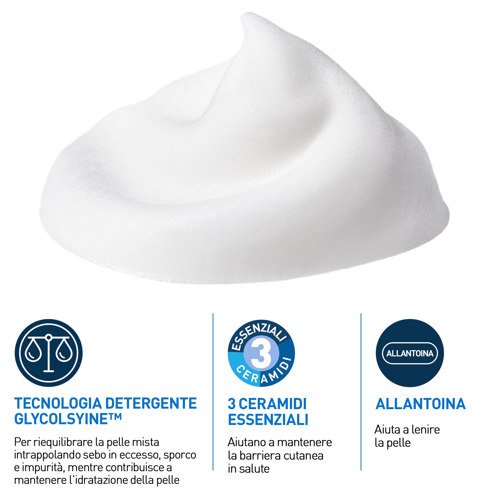 CeraVe Mousse Detergente Riequilibrante, Per Pelli da Normali e Miste, Pelle Idratata e Produzione del Sebo Ridotta, Con Tecnologia Glycolysine, 3 Ceramidi Essenziali e Allantoina, 148 ml