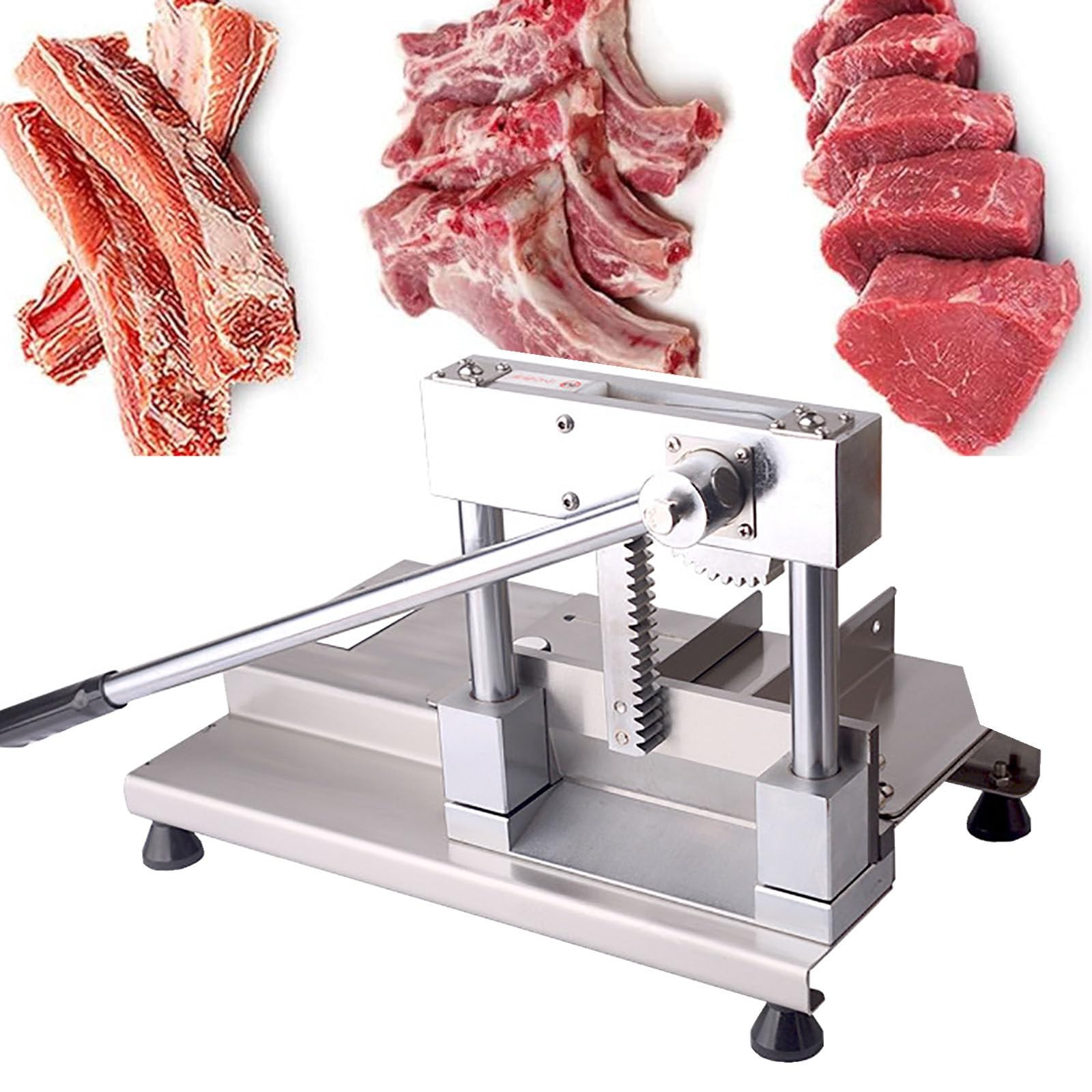 Máquina cortadora de Carne, picadora Manual de Huesos de Acero Inoxidable para Uso doméstico y Comercial, rebanadora de Alimentos para Pescado, Pollo, Carne de Res y Verduras.
