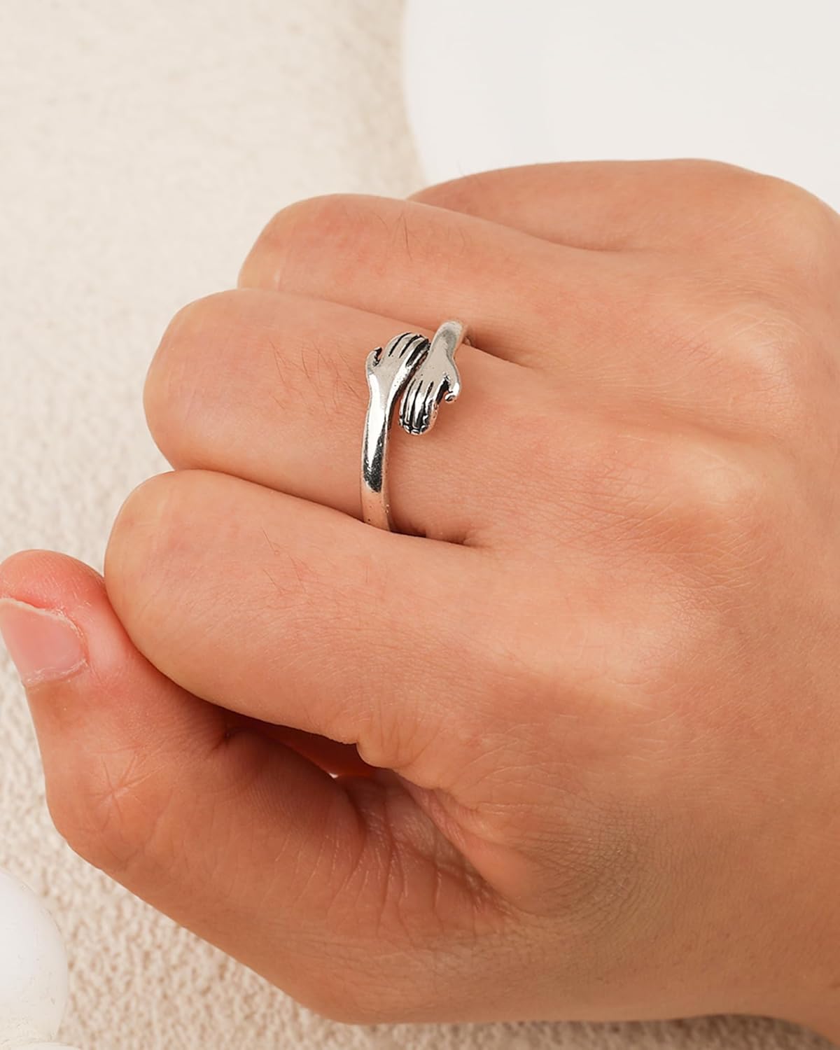 To My Daughter Hug Ring from Mom Dad, Inspirational Silver Hug Ring with “Always With You” Message Engraved, Adjustable Open Finger Ring for Women, Birthday Christmas Gifts for Daughter - Image 3