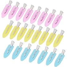 Wobe 24 Pcs Creaseless Hair Clips for Women, Translucent Pink Blue Yellow | No Bend No Crease, Alligator Flat Hair Barrettes for Fixing Bangs Bangs, Finger Waves, Makeup Salon Hairstyling Hairdressing