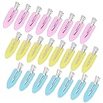 Wobe 24pcs Creaseless Hair Clips No Bend Hair Clips No Crease Hair Clip for Curl Hairstyle Bangs Makeup Application Hairdressing Hairpins Styling Clips for Salon Barber (Translucent Pink Blue Yellow)