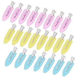 Wobe 24pcs Creaseless Hair Clips No Bend Hair Clips No Crease Hair Clip for Curl Hairstyle Bangs Makeup Application Hairdressing Hairpins Styling Clips for Salon Barber (Translucent Pink Blue Yellow)